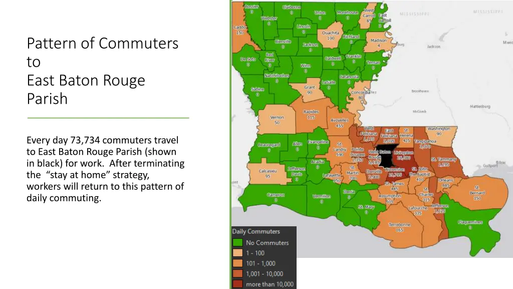 pattern of commuters to east baton rouge parish