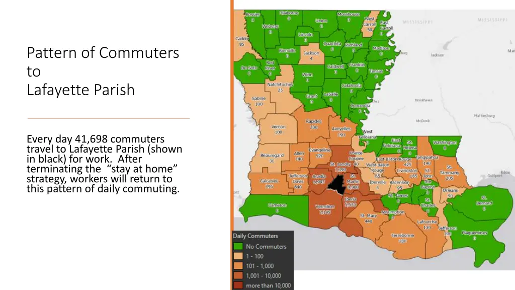 pattern of commuters to lafayette parish