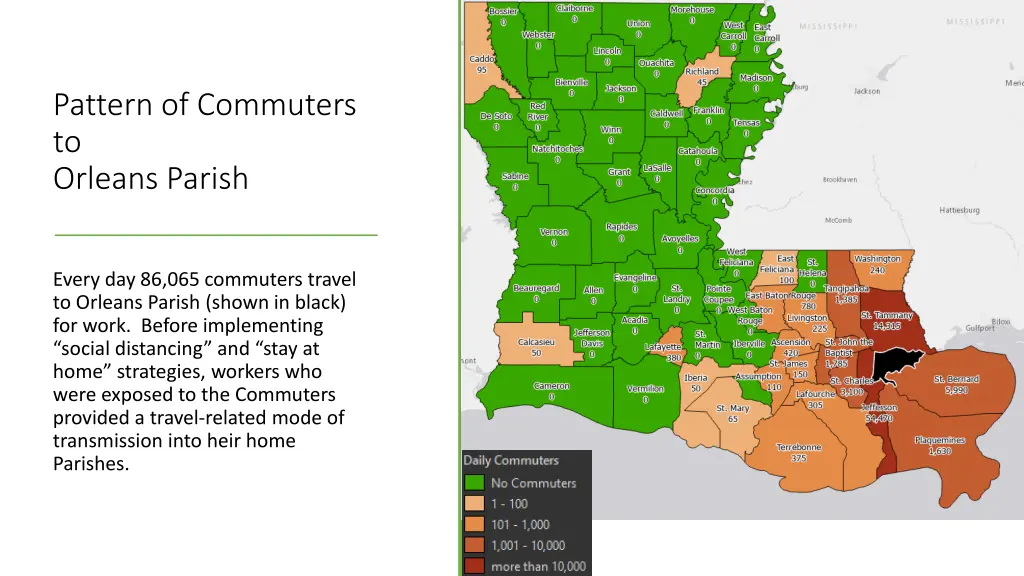 pattern of commuters to orleans parish