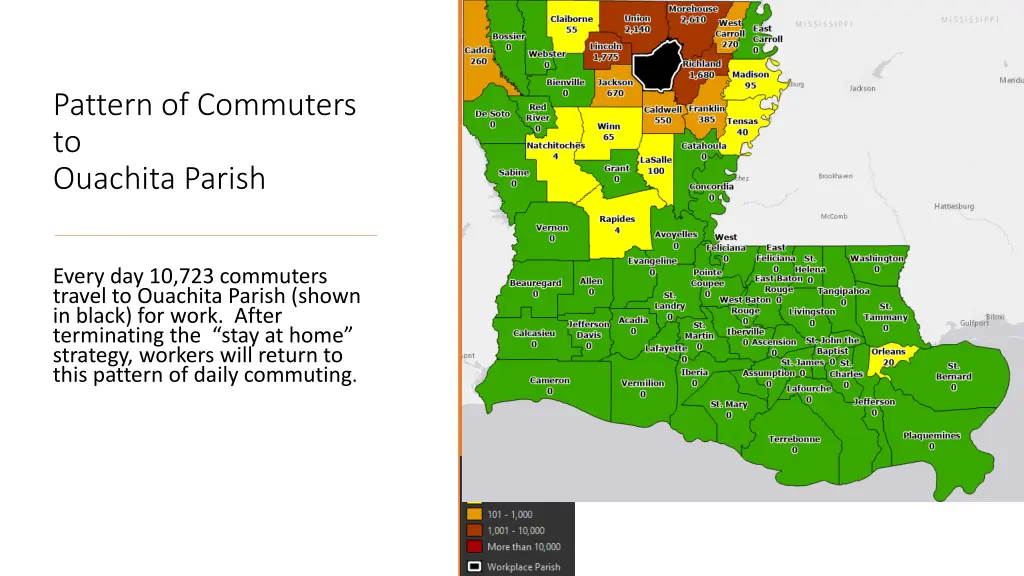 pattern of commuters to ouachita parish