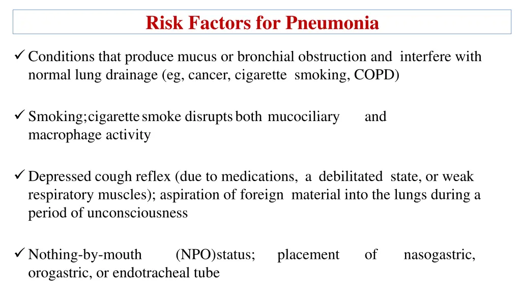 risk factors for pneumonia