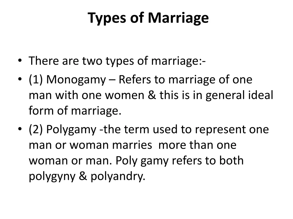 types of marriage