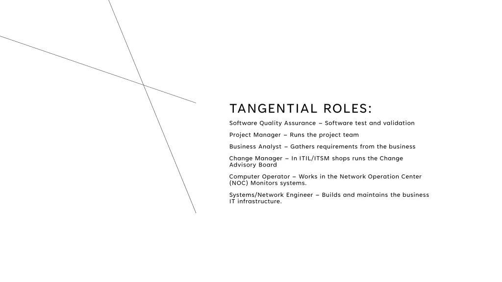 tangential roles software quality assurance