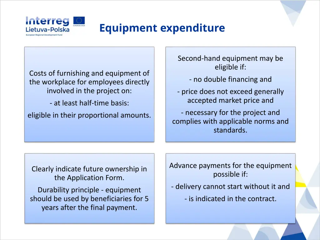 equipment expenditure 1