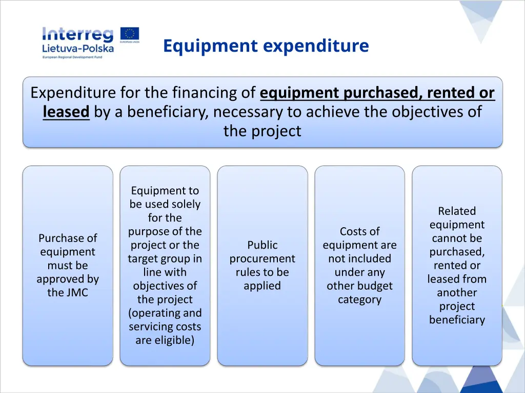 equipment expenditure