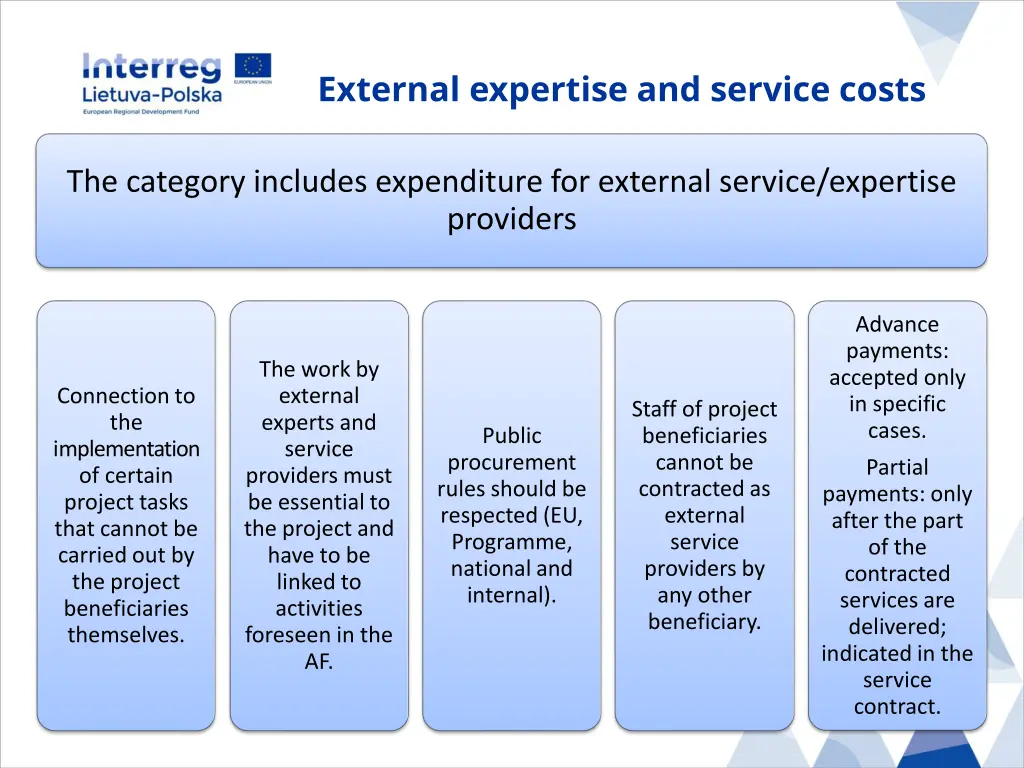 external expertise and service costs