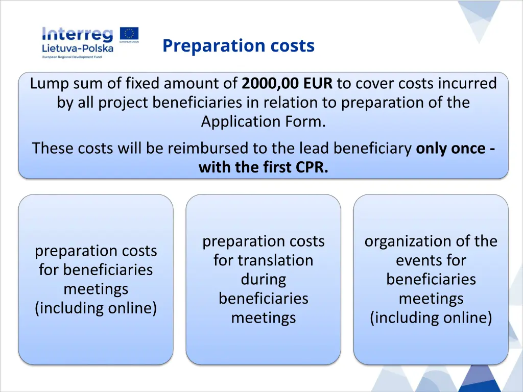 preparation costs