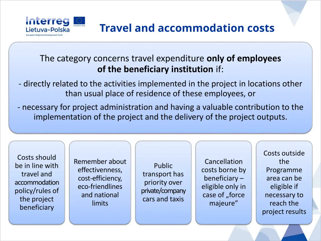 travel and accommodation costs