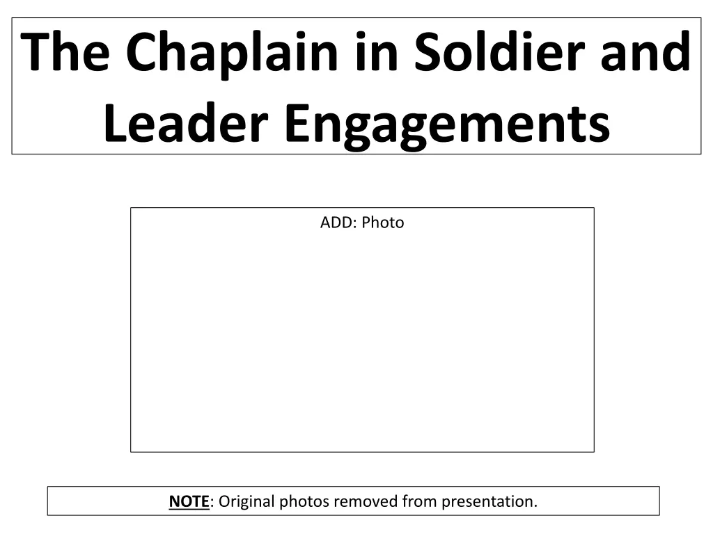 the chaplain in soldier and leader engagements