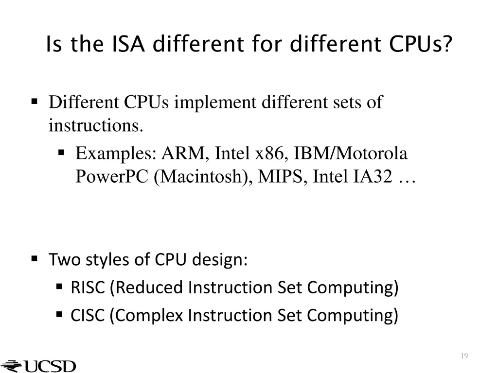 is the isa different for different cpus