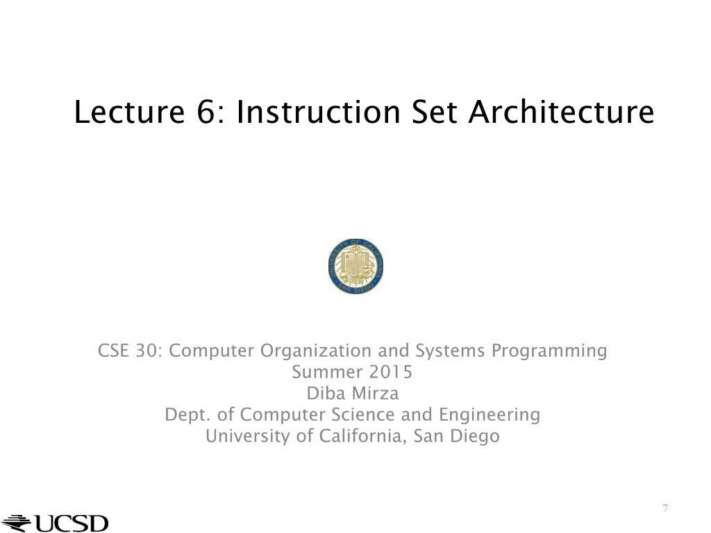 lecture 6 instruction set architecture