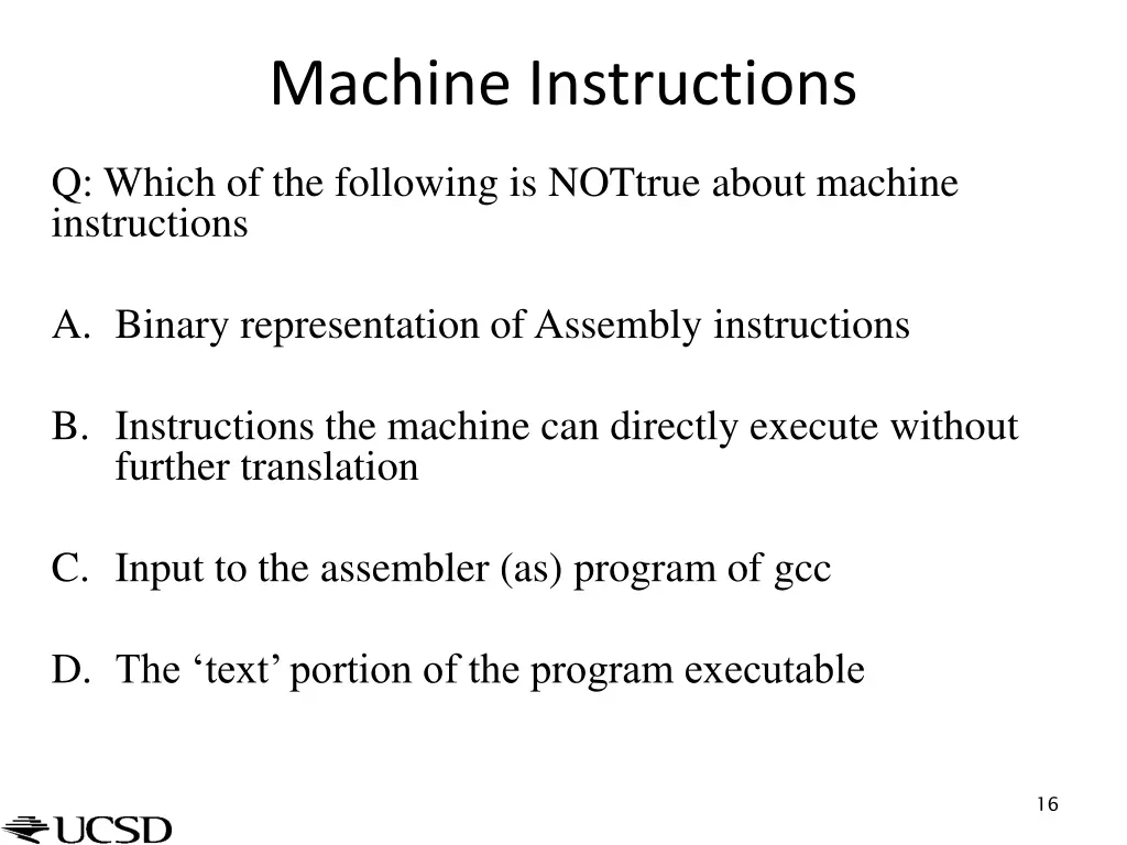 machine instructions