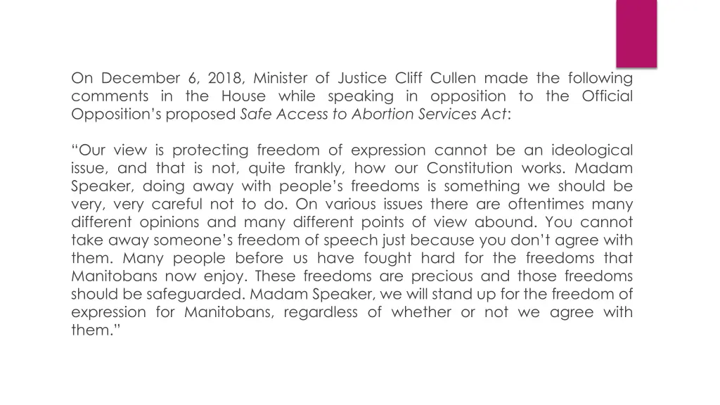 on december 6 2018 minister of justice cliff