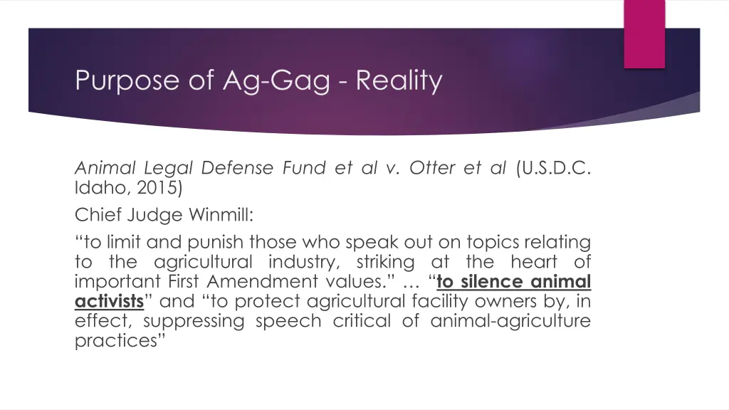 purpose of ag gag reality