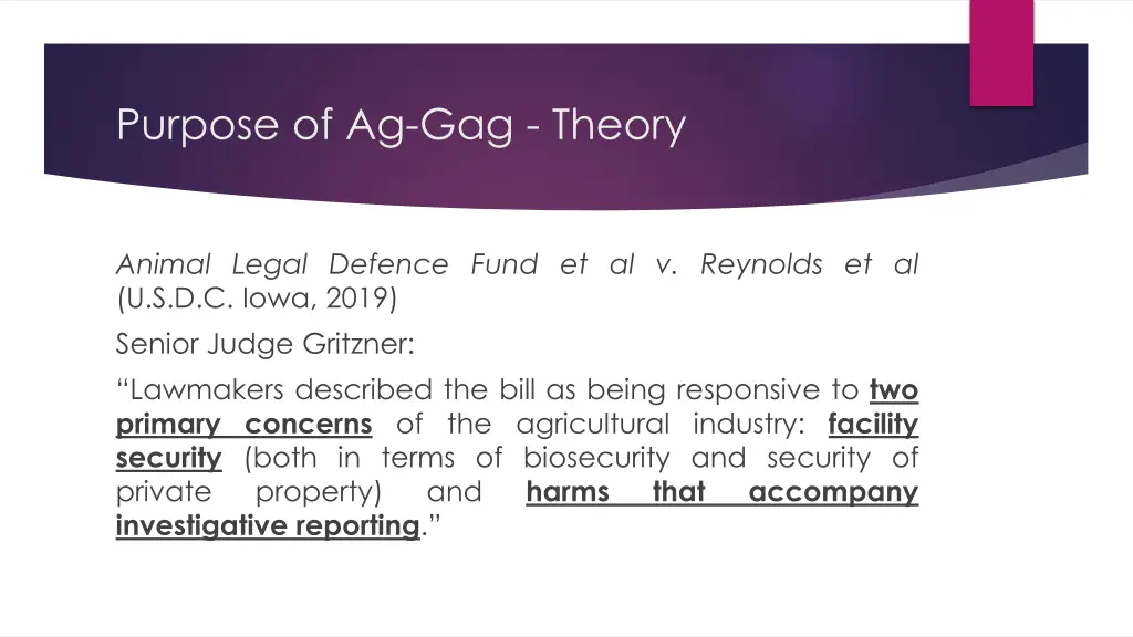 purpose of ag gag theory