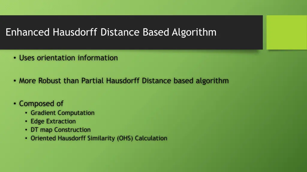 enhanced hausdorff distance based algorithm