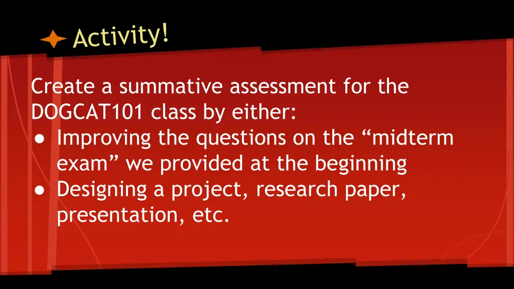 create a summative assessment for the dogcat101