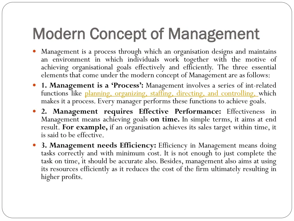modern concept of management modern concept