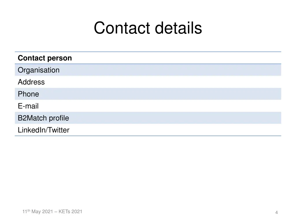 contact details