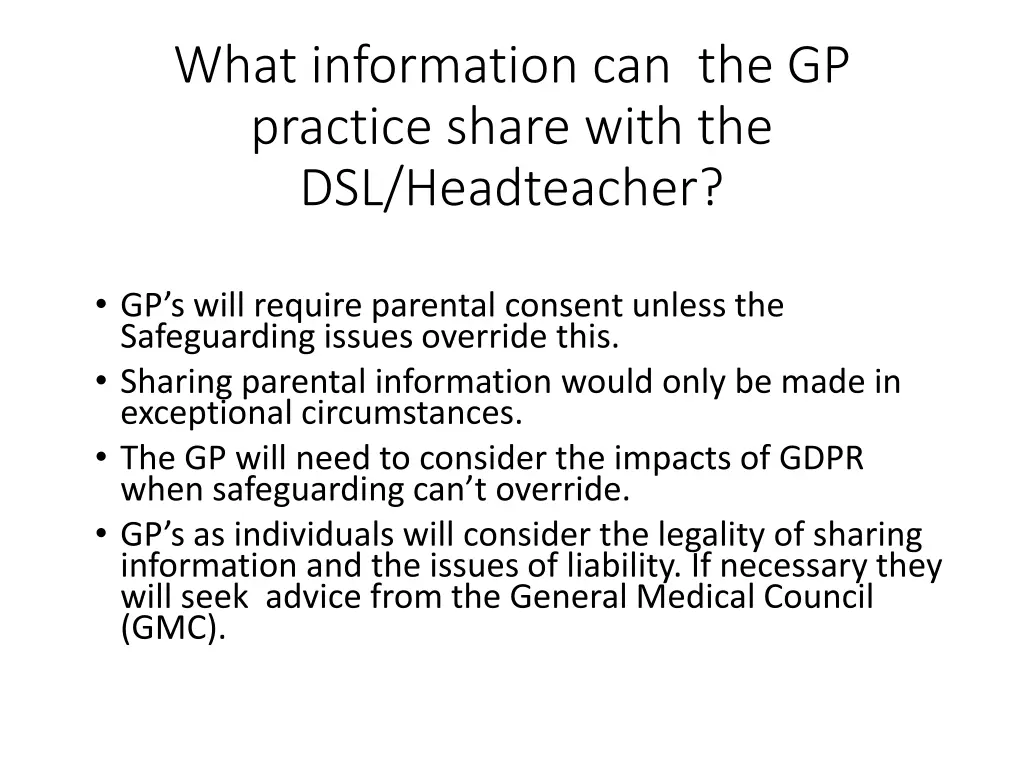 what information can the gp practice share with