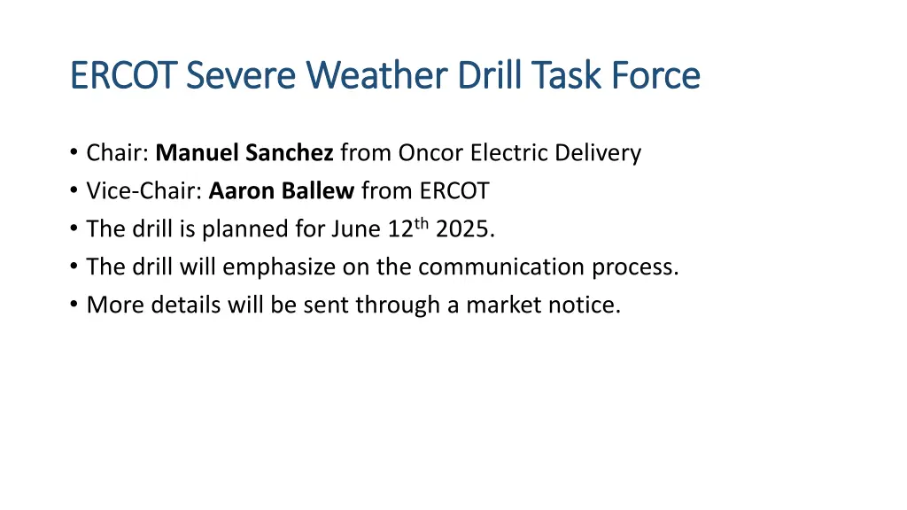 ercot severe weather drill task force ercot