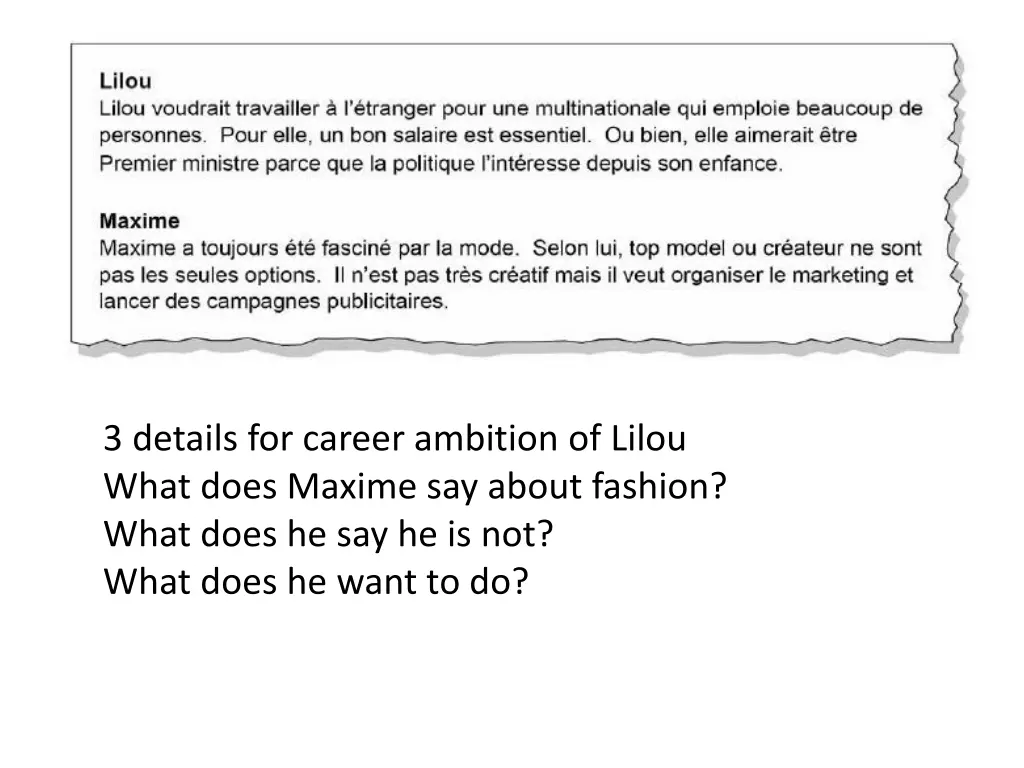 3 details for career ambition of lilou what does