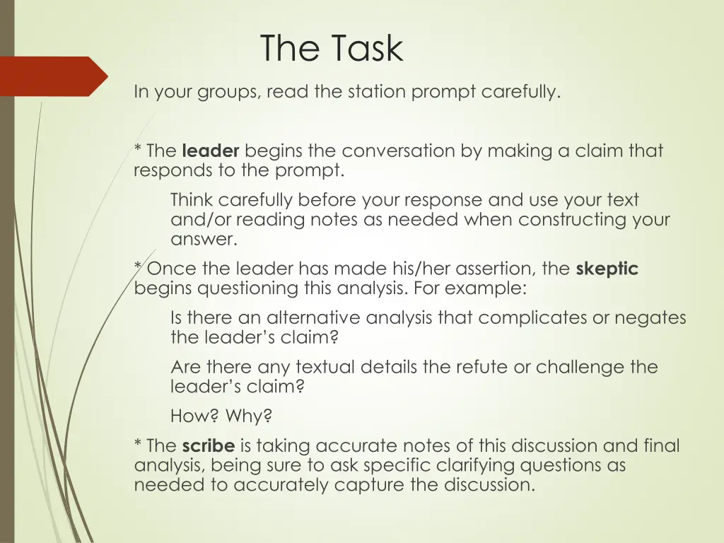 the task