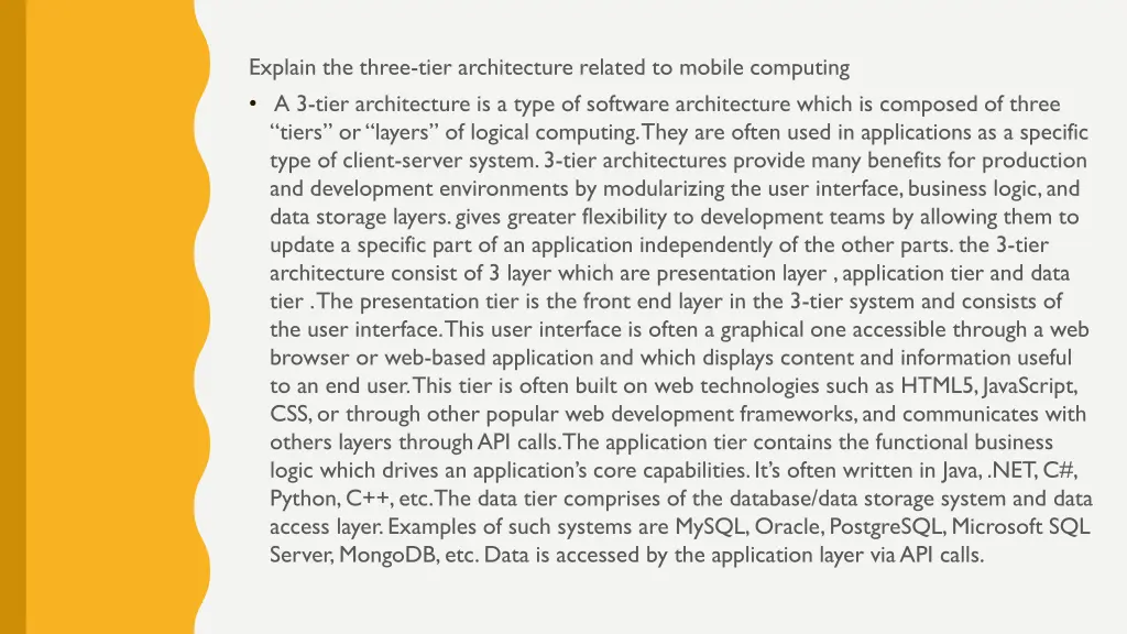 explain the three tier architecture related