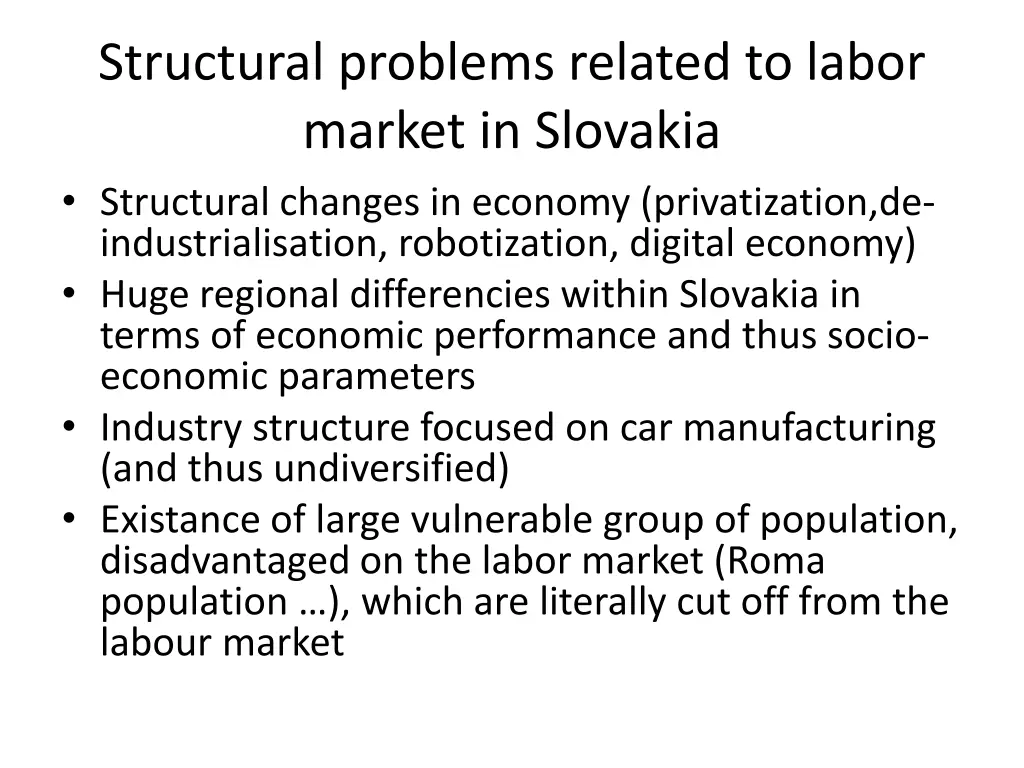 structural problems related to labor market