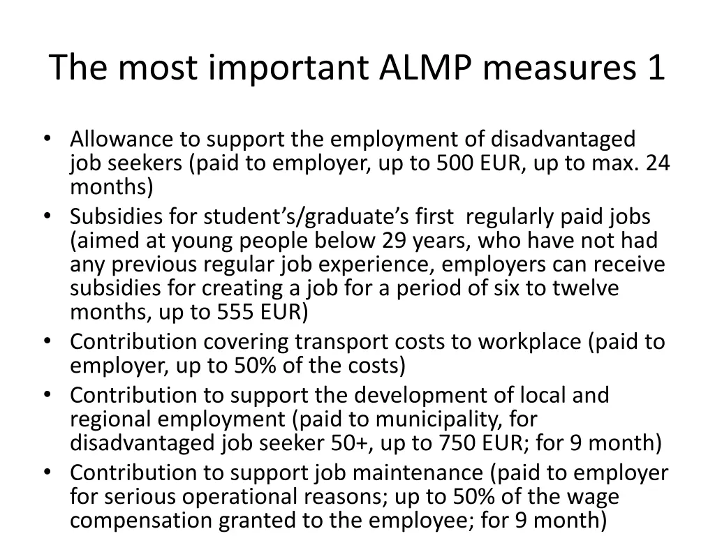 the most important almp measures 1
