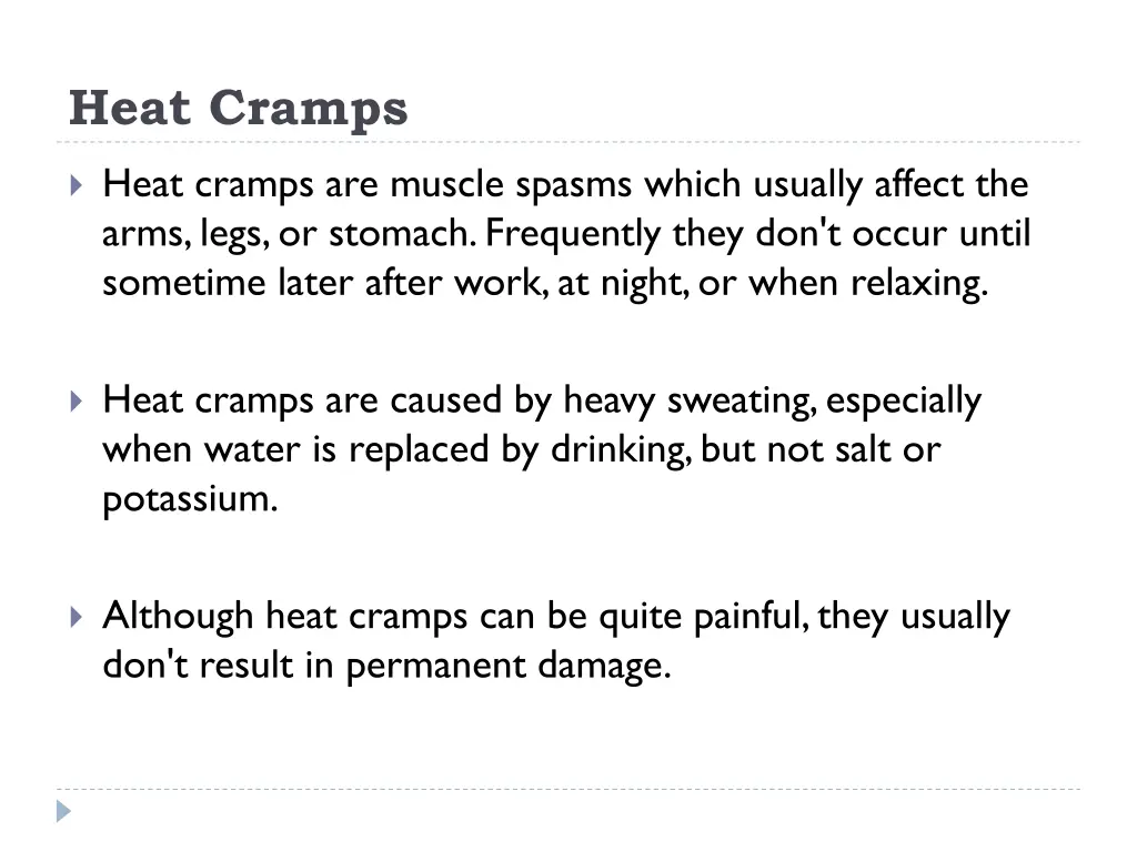 heat cramps