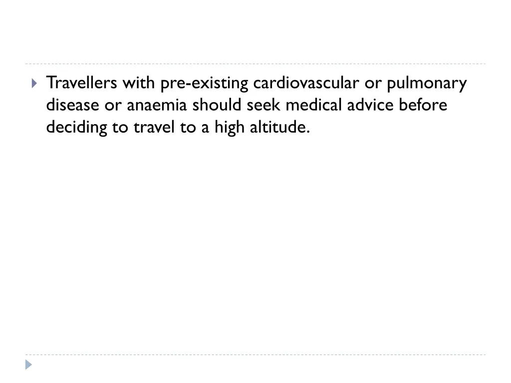 travellers with pre existing cardiovascular