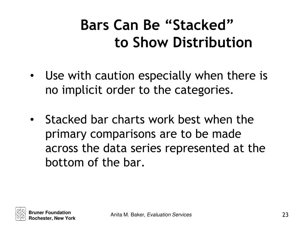 bars can be stacked to show distribution