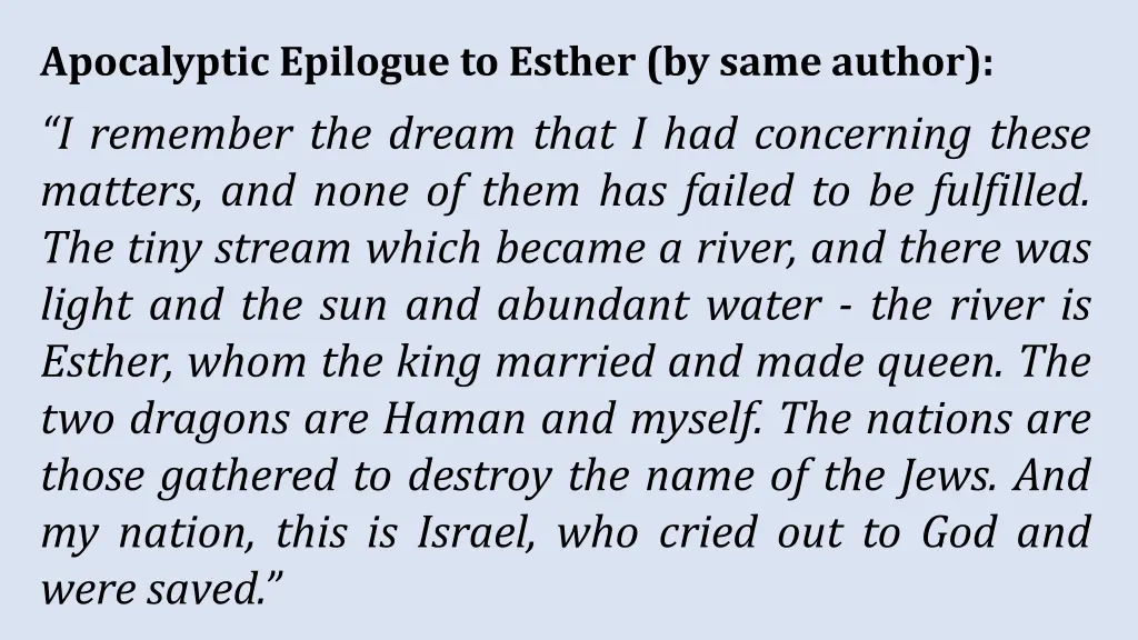 apocalyptic epilogue to esther by same author