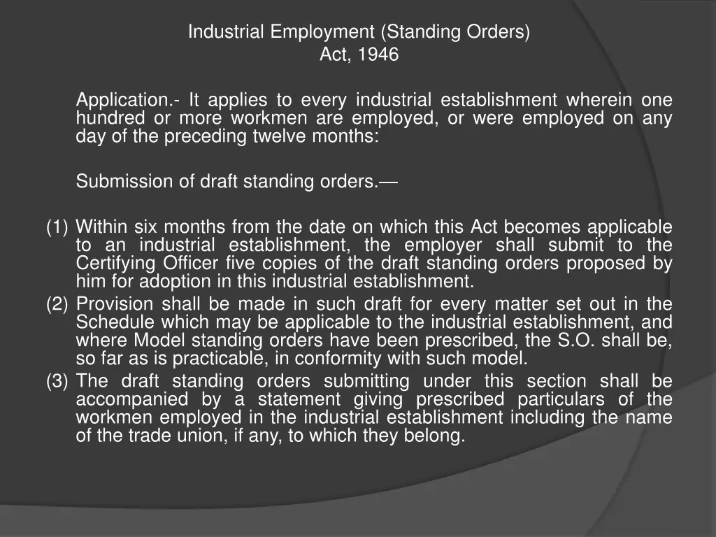 industrial employment standing orders act 1946