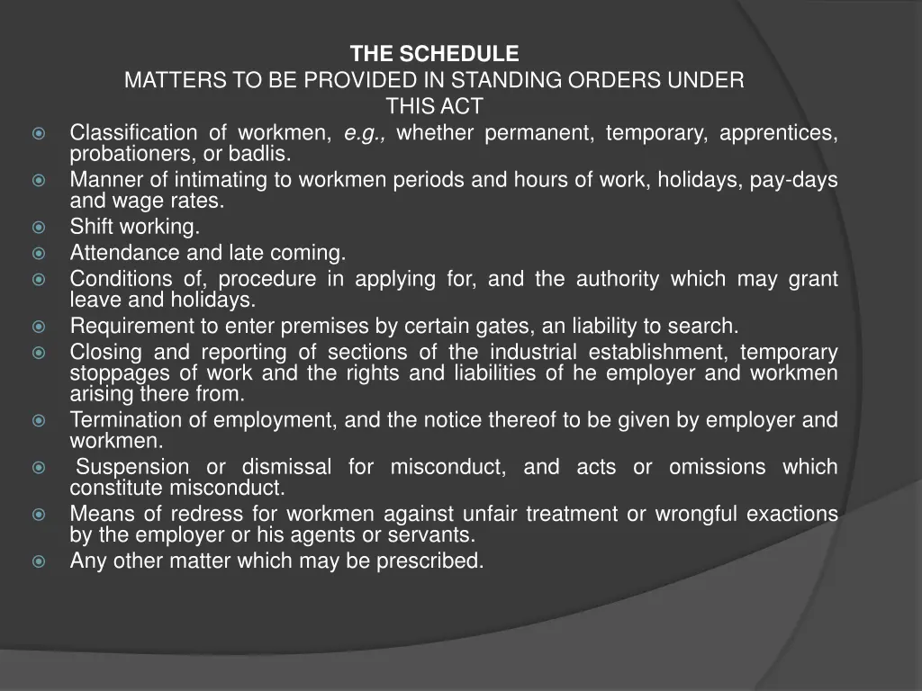 the schedule