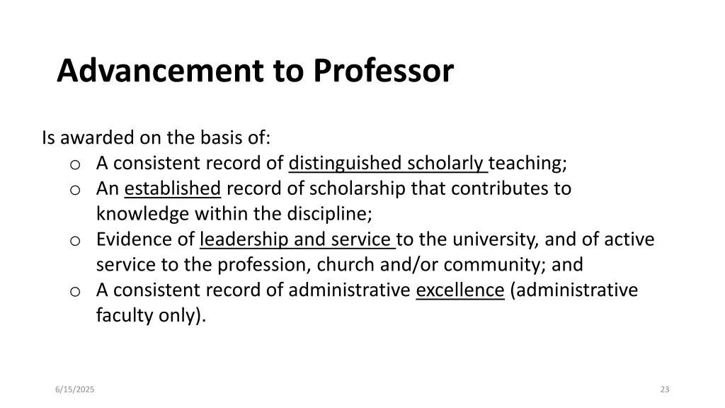 advancement to professor 1
