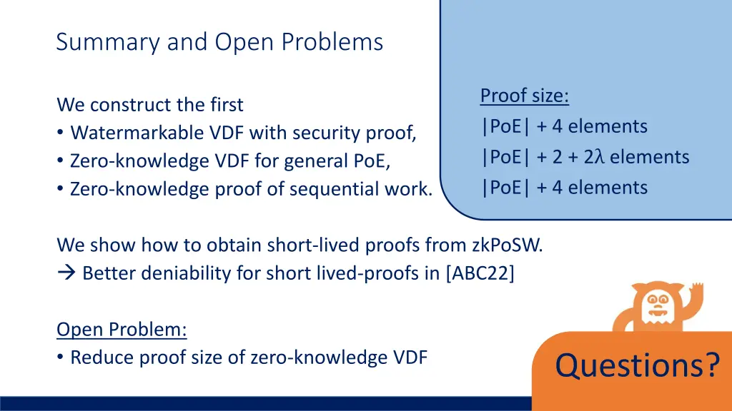 summary and open problems