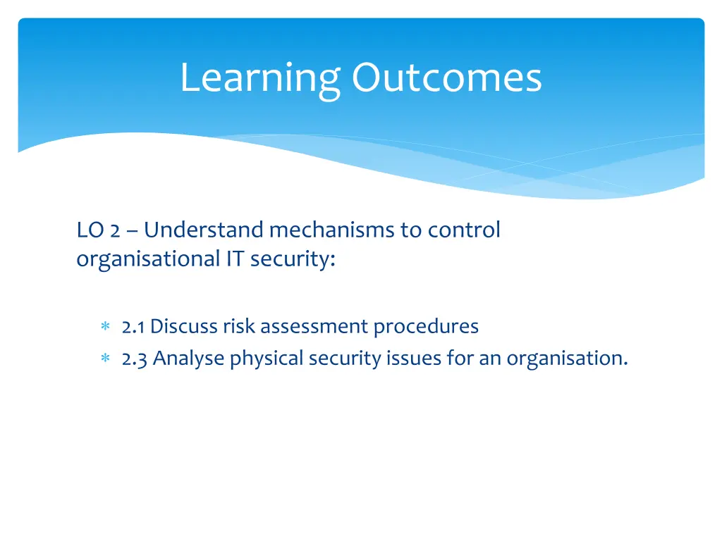 learning outcomes