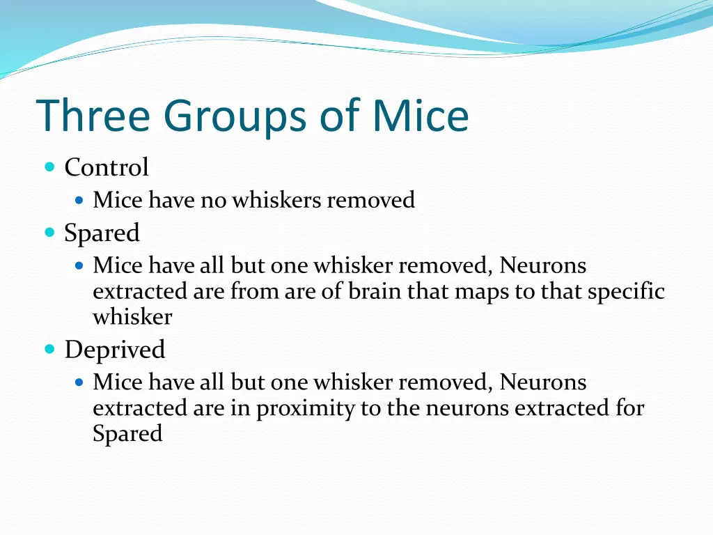 three groups of mice control mice have