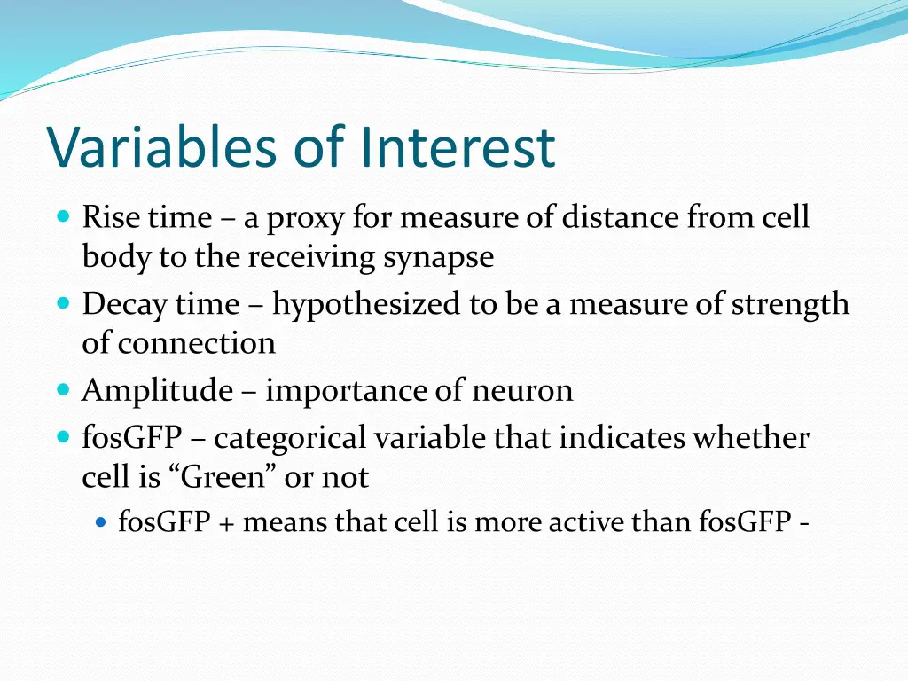 variables of interest