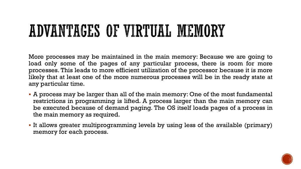 advantages of virtual memory