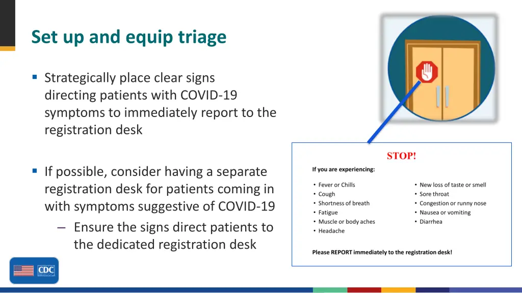 set up and equip triage