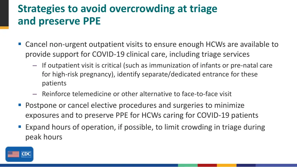 strategies to avoid overcrowding at triage