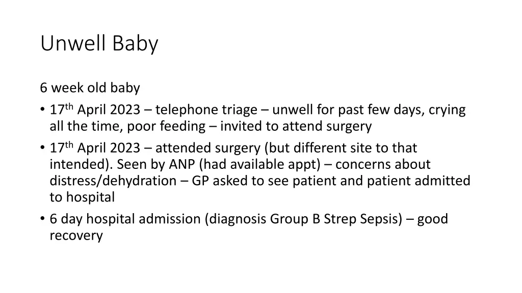 unwell baby