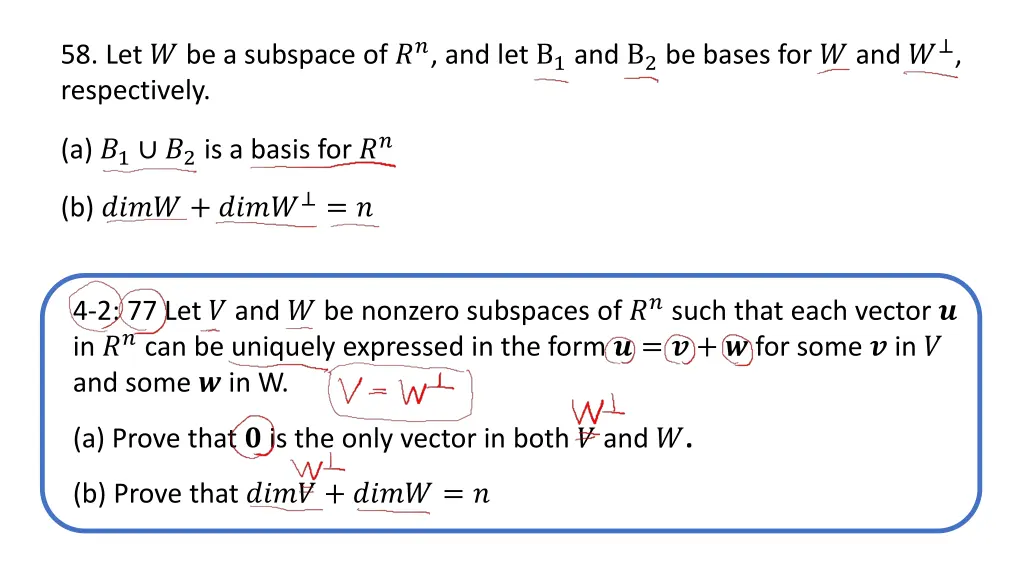 58 let be a subspace