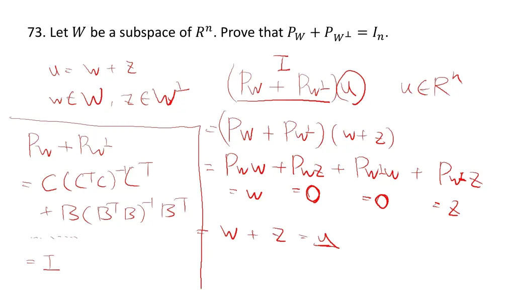 73 let be a subspace of prove that