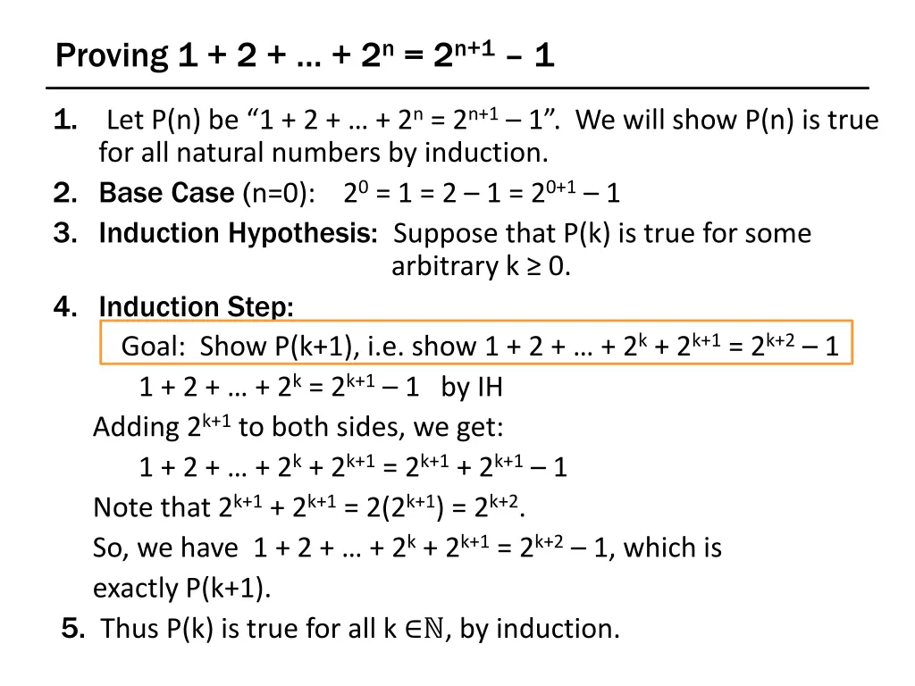 proving 1 2 2 n 2 n 1 1 1