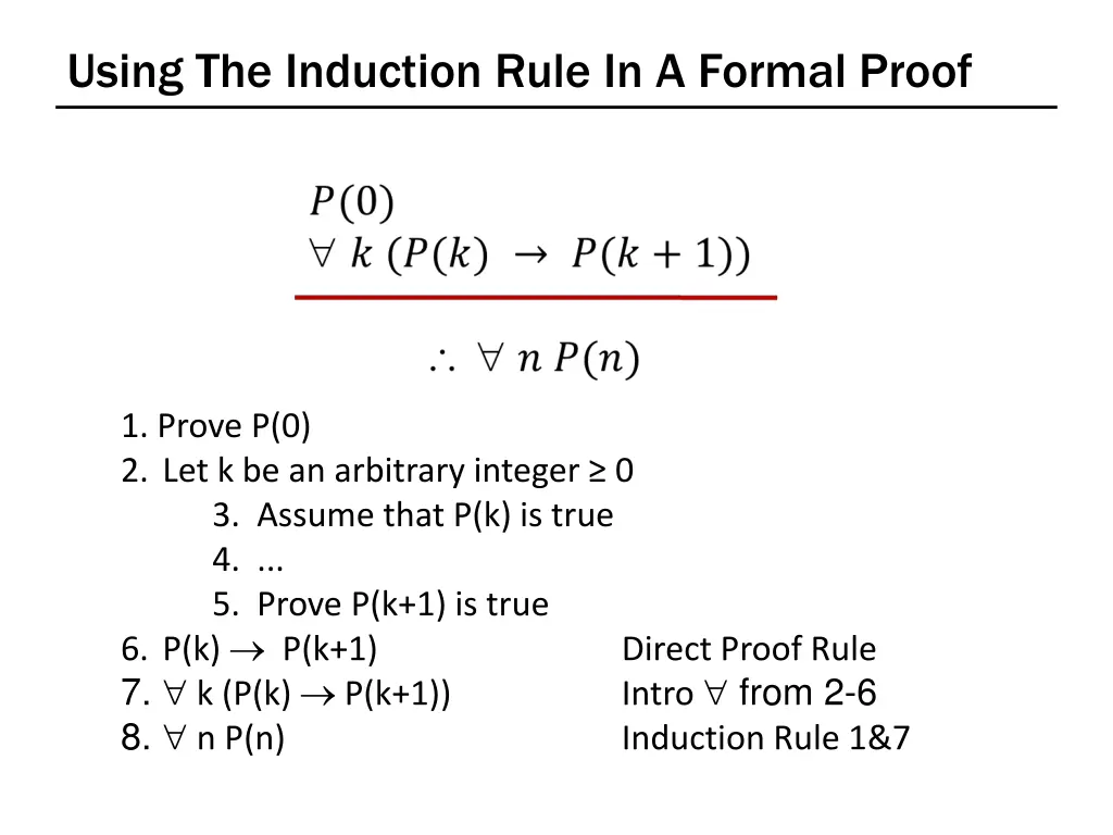 using the induction rule in a formal proof