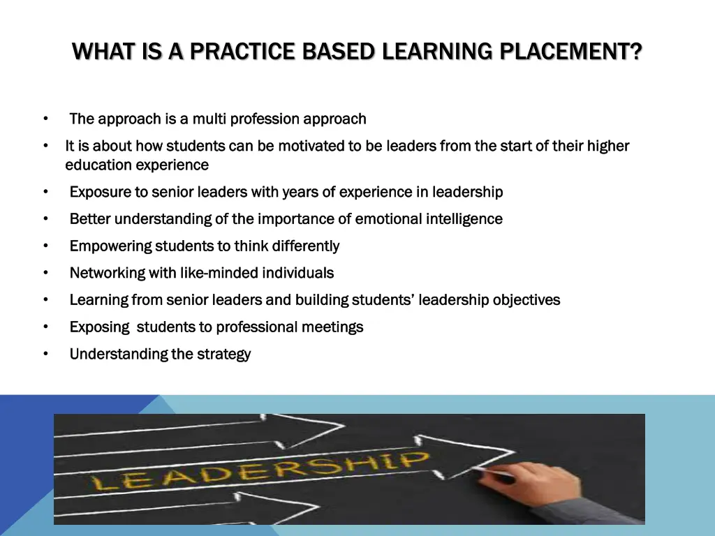 what is a practice based learning placement